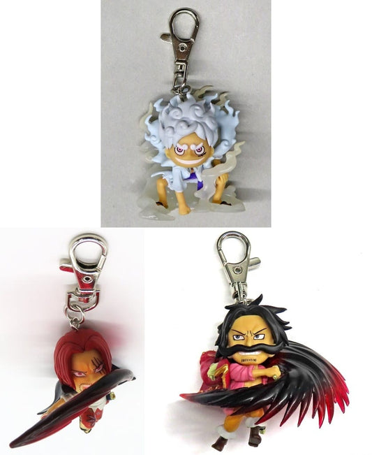 Monkey D. Luffy / Shanks / Gol D. Roger Figure Keychain Set - Banpresto - Approx. 5 cm - (Full 3-piece Set) - One Piece
