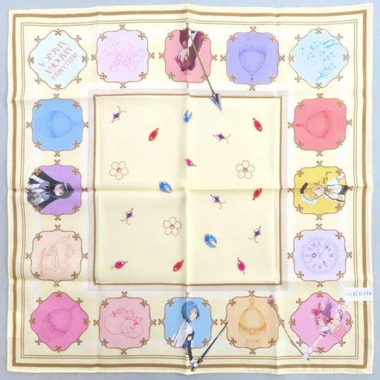 Puella Magi Madoka Magica Movie Rebellion x Kawabe Printed Handkerchief (Cream, Approx. 58 cm) Pre-owned