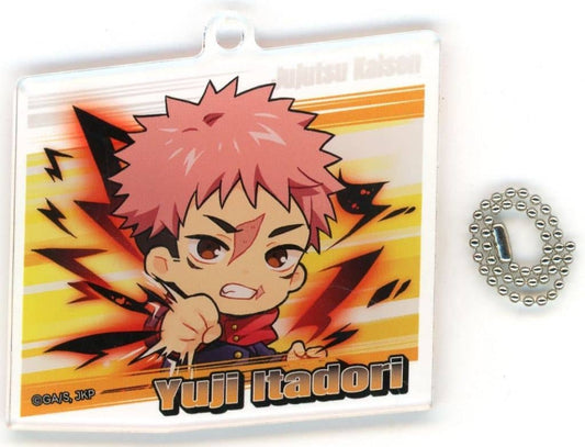 Yuji Itadori Acrylic Keychain - Marukuji Jujutsu Kaisen (Battle Mode) Mid-Luck Prize · Approx. 60 x 60 mm · Team Entertainment (Pre-owned)