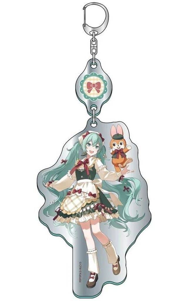 Hatsune Miku 2-Tier Mirror Acrylic Keychain — “Mikuppy Ramune” Collaboration (Santan) — Approx 18.2cm, Pre-owned