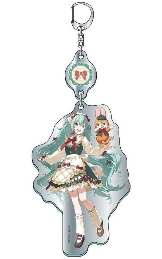 Hatsune Miku 2-Tier Mirror Acrylic Keychain — “Mikuppy Ramune” Collaboration (Santan) — Approx 18.2cm, Pre-owned