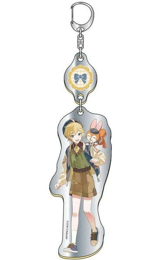 Kagamine Len Twin Mirror Acrylic Keychain - Hatsune Miku × Kuppy Ramune Collaboration (Pre-owned, Approx. 63 x 182 x 4 mm, Santan)