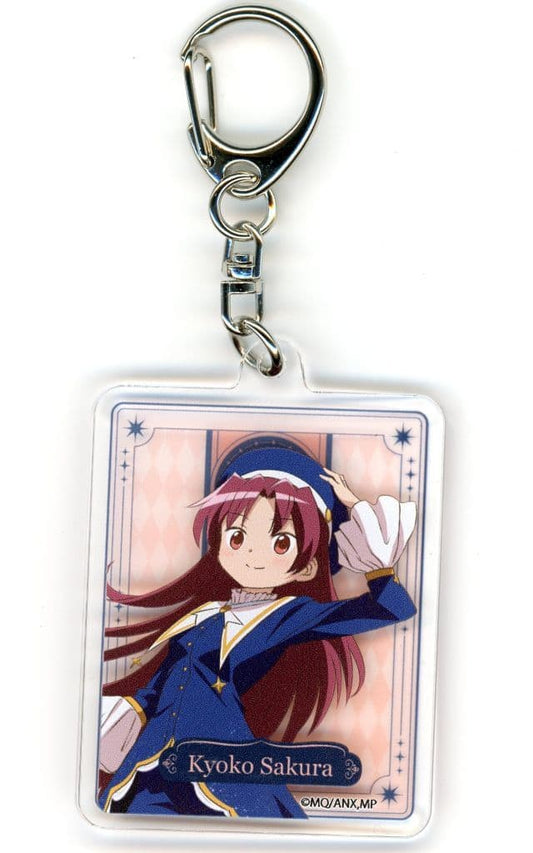 Kyoko Sakura Acrylic Keychain - Karaoke Manekineko x Puella Magi Madoka Magica Movie Collaboration (Approx. 42 x 60 mm, Pre-owned)