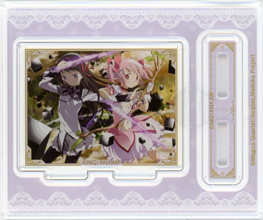 Madoka Kaname & Homura Akemi Mini Acrylic Stand - Puella Magi Madoka Magica Online Lottery vol.2 C-5 Prize (KADOKAWA, Pre-owned, Approx. 9 cm)