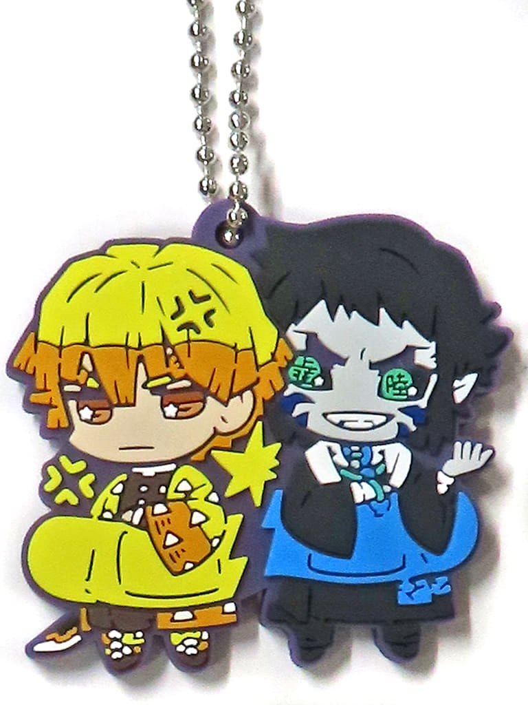 Zenitsu Agatsuma and Kaigaku Rubber Mascot Keychain from Demon Slayer: Kimetsu no Yaiba Infinity Castle, Character Banchoukou Series 13
