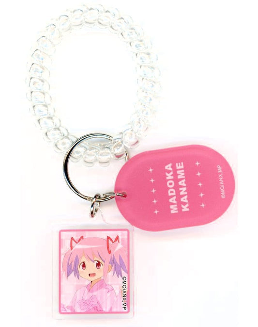Madoka Kaname Locker Key-Style Acrylic Keychain - Puella Magi Madoka Magica × RAKU SPA Collaboration (GK Marketing, Pre-owned, Approx. 30 x 45 mm)