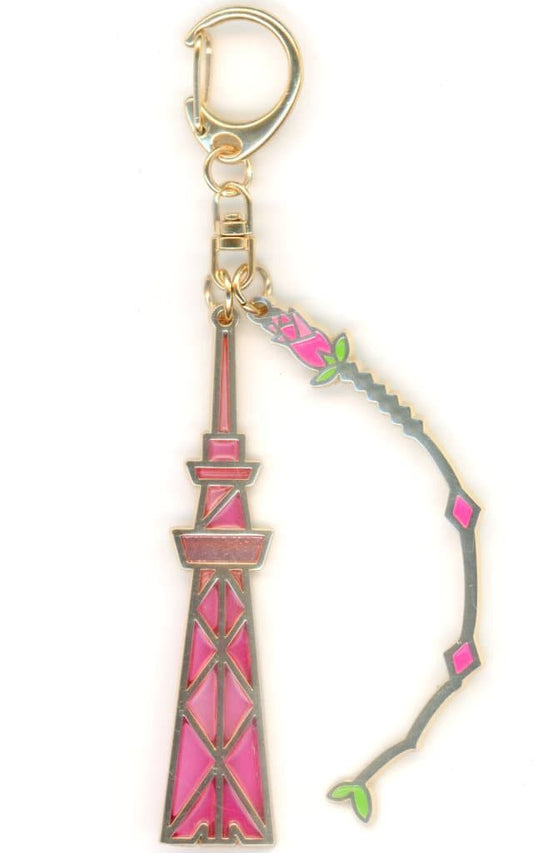 Madoka Kaname Stained-Glass Style Keychain - Tokyo Skytree x Puella Magi Madoka Magica "Moonlit Waltz" - Approx. 70 x 25 mm with 80 x 20 mm Skytree Charm