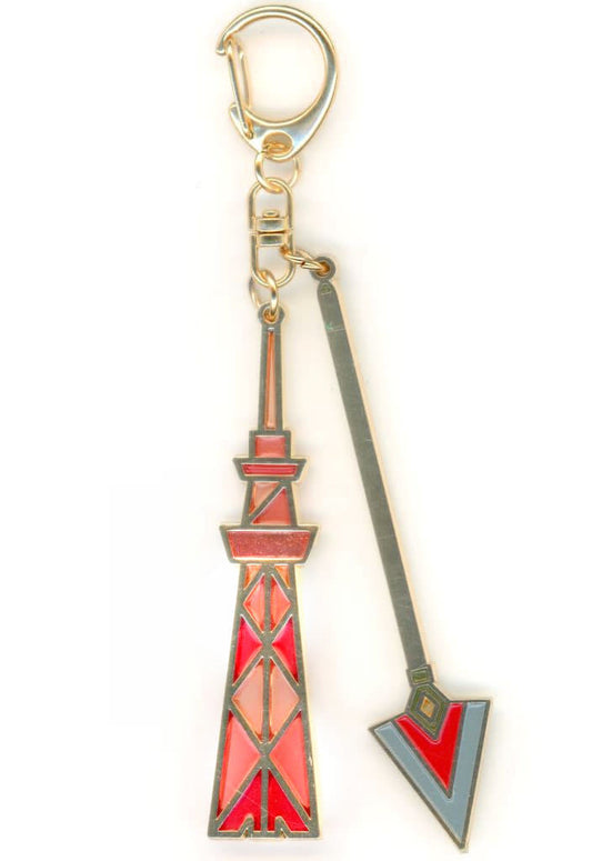 Kyoko Sakura Stained Glass-Style Keychain - Tokyo Skytree × Puella Magi Madoka Magica Moonlit Waltz Collaboration (Approx. 85 x 20 mm)