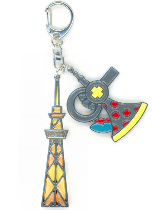 Nagisa Momoe Stained-Glass Style Keychain - Tokyo Skytree x Puella Magi Madoka Magica Moonlit Waltz (Approx. 45 x 40 mm / Skytree 80 x 20 mm)
