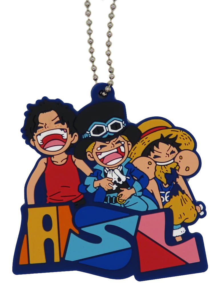 Luffy, Ace & Sabo Rubber Keychain I Prize from One Piece Dramatic Memories by BANDAI SPIRITS, Approx. 6 cm