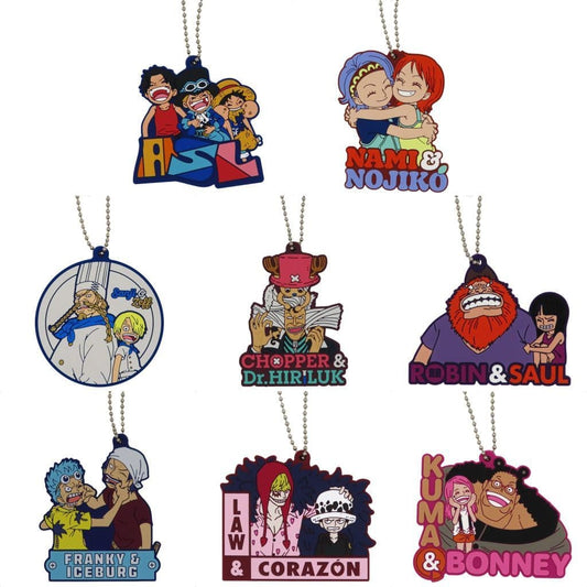 ONE PIECE Dramatic Memories Ichiban Kuji I Prize Rubber Keychain Complete Set of 8 by BANDAI SPIRITS, Approx. 6 cm