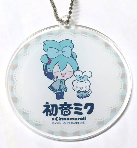 Hatsune Miku × Cinnamoroll Round Ear-Tie Acrylic Keychain - Approx. 7 cm - Gourmandise - Pre-owned