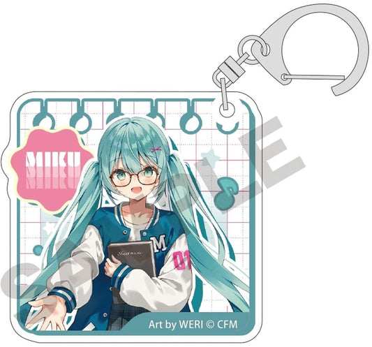 Hatsune Miku Acrylic Keychain - Trading Acrylic Keyholder "Glasses Style" (Square) Approx. 59 x 60 mm - Crux - Pre-owned