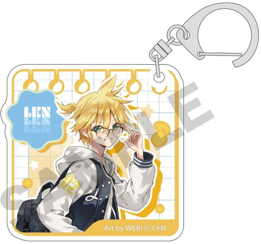 Kagamine Len Acrylic Keychain - VOCALOID Hatsune Miku Trading Glasses Style Square Acrylic Keyholder by Crux (Approx. 59 x 60 mm) (Pre-owned)