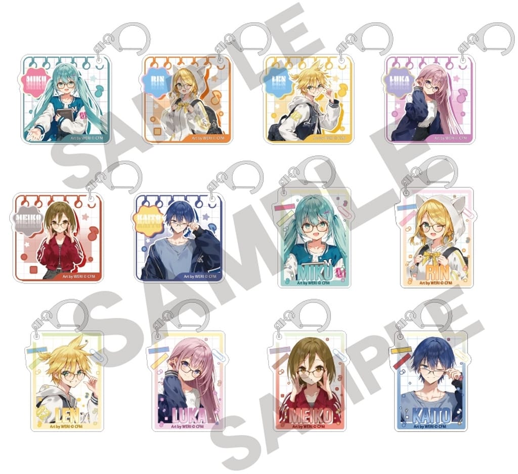 Hatsune Miku VOCALOID Trading Acrylic Keychain Megane Style - Complete 12-Piece Set (Approx. 59 x 60 mm, Crux)
