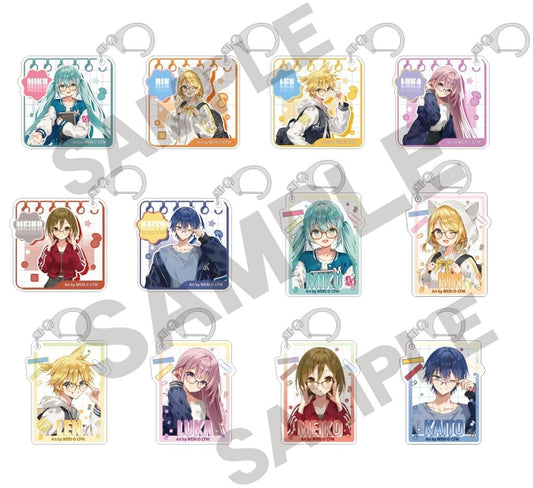 Hatsune Miku VOCALOID Trading Acrylic Keychain Megane Style - Complete 12-Piece Set (Approx. 59 x 60 mm, Crux)