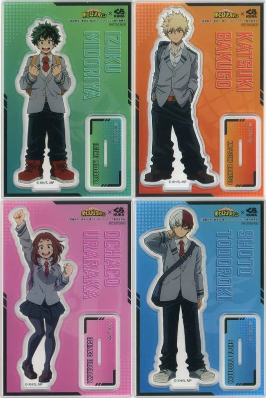 My Hero Academia x Kura Sushi Acrylic Stand Complete 4-Piece Set — Izuku Midoriya, Katsuki Bakugo, Ochaco Uraraka, Shoto Todoroki (Approx. 12 x 8 cm) Pre-owned