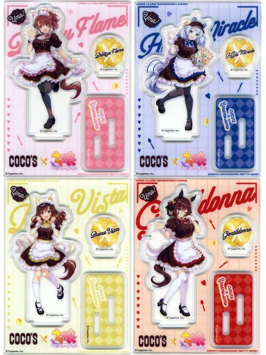 Umamusume Pretty Derby Original Acrylic Stand Panel Set (Front Half) — 4-Piece Dantsu Flame / Hishi Miracle / Buena Vista / Gentildonna 90×125mm (Used)