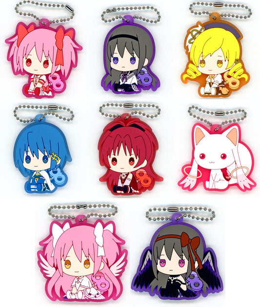 Puella Magi Madoka Magica 8-Piece Rubber Keychain Set - Bushiroad Creative, Approx. 55 mm (Pre-owned)