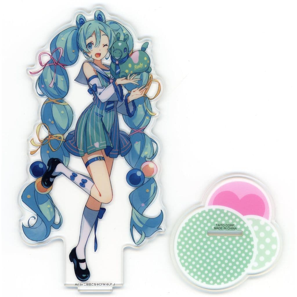 Hatsune Miku Clear Acrylic Stand (Blue Illustration) - TAITO Kuji "Hatsune Miku × RODY" C Prize — Approx 16cm (Pre-owned)