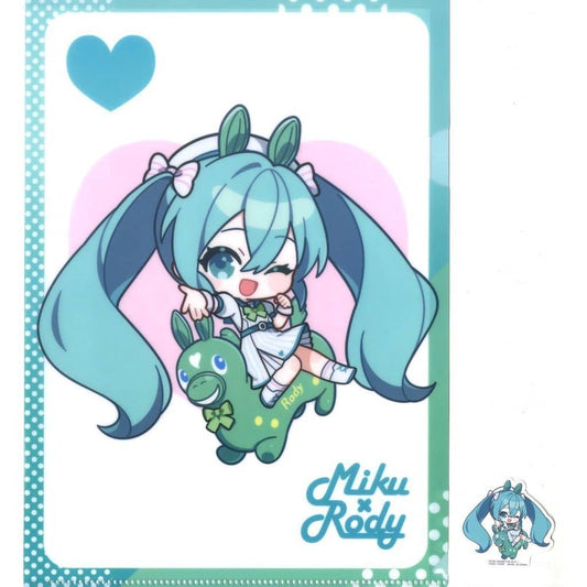 Hatsune Miku Clear File & Sticker Set (Deformed Illustration ver.) — TAITO Kuji J Prize (Used)