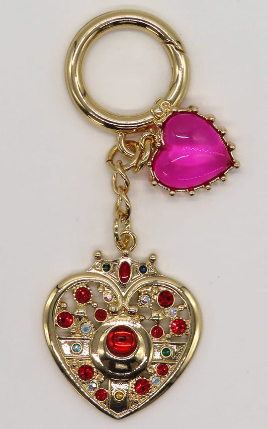 Cosmic Heart Compact Bag Charm Lawson Limited - Sailor Moon (Luna Motif) - Toei Animation - Approx. 33 mm - Pre-owned