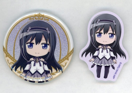Homura Akemi Mini Chibi Glitter Can Badge & Sticker Set - Puella Magi Madoka Magica Movie Lottery E Prize (Approx. 54 mm) Aniplex
