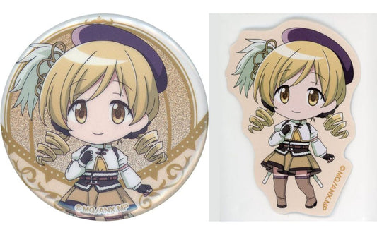 Mami Tomoe Mini Chibi Glitter Can Badge & Sticker Set - Puella Magi Madoka Magica Movie Lottery E Prize (Approx. 57 mm) - Aniplex