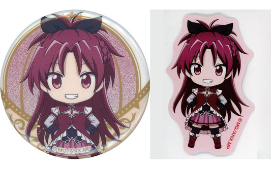 Kyoko Sakura Mini Chibi Glitter Can Badge & Sticker Set - Puella Magi Madoka Magica Movie Kuji E Prize (Approx. 56 mm, Aniplex)