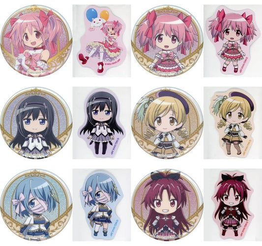 Puella Magi Madoka Magica: Walpurgisnacht E Prize Glitter Can Badge & Sticker Set - Complete 6-Piece Aniplex Kuji Collection