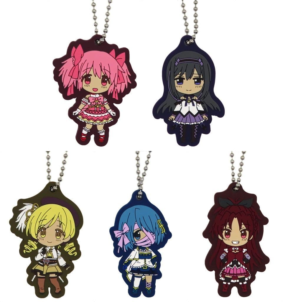 Madoka Kaname, Homura Akemi, Mami Tomoe, Sayaka Miki, Kyoko Sakura Rubber Charm Full 5-Piece Set - Aniplex Lottery H Prize - Approx. 65 mm - Puella Magi Madoka Magica