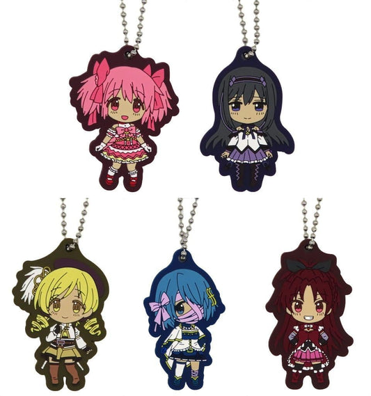 Madoka Kaname, Homura Akemi, Mami Tomoe, Sayaka Miki, Kyoko Sakura Rubber Charm Full 5-Piece Set - Aniplex Lottery H Prize - Approx. 65 mm - Puella Magi Madoka Magica