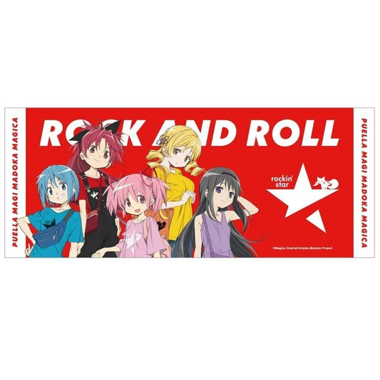 Group Illustration Face Towel - Puella Magi Madoka Magica x rockin’star Collaboration - Approx. 34 x 84 cm (Pre-owned)