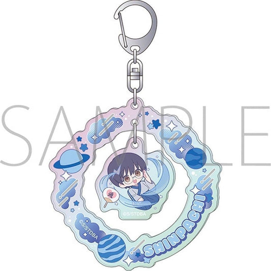 Shinpachi Shimura Acrylic Keychain - Gintama Pastel Pop Aurora Finish (Approx. 7 x 7 cm) Pre-owned
