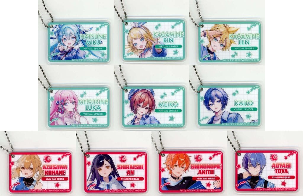 Hatsune Miku & Vocaloid Cast Acrylic Keychain Full Set (10 pcs) - Project SEKAI COLORFUL STAGE! × Lawson Collaboration - Approx. 46 x 70 mm - Pre-owned