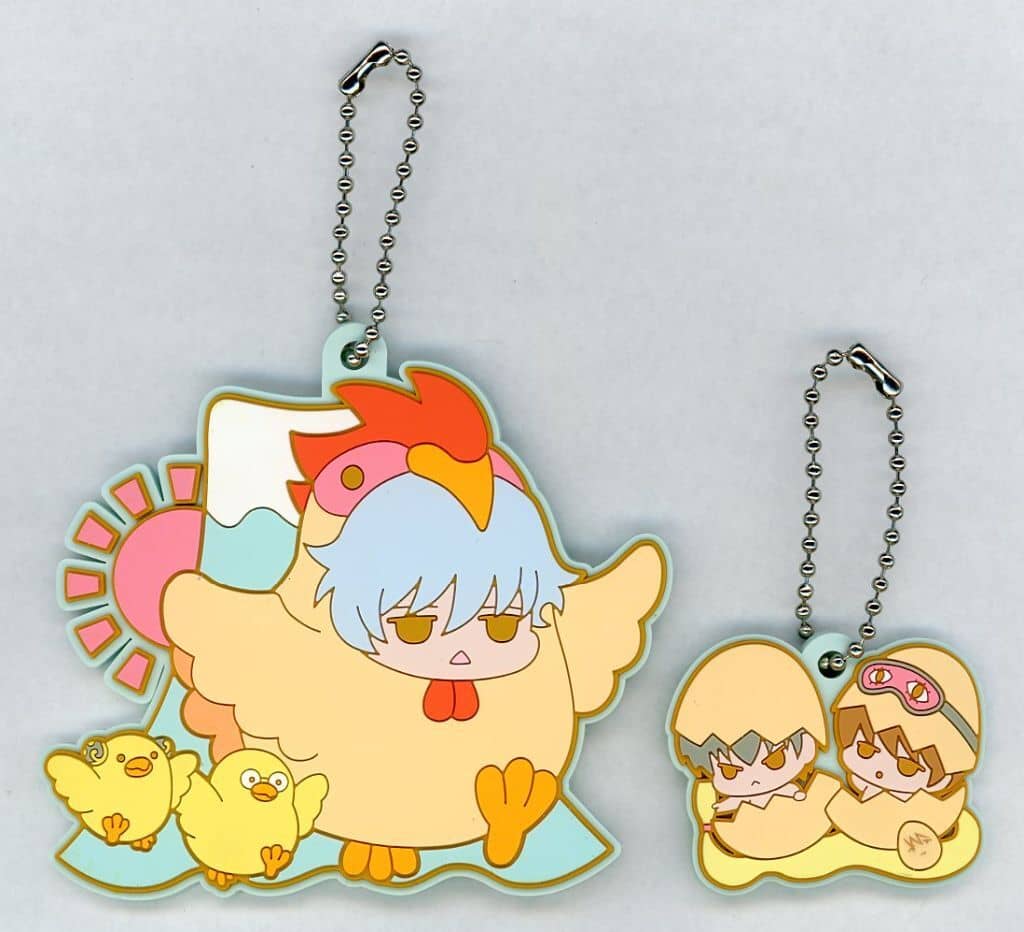 Prince Hata and Piyo Piyo Rubber Mascot Keychain from Gintama, Animate Limited Edition by Megahouse, Approx. 10 x 10 cm