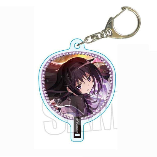 Homura Akemi Uchiwa Acrylic Keychain - Puella Magi Madoka Magica Magia Exedra - Bell House - Approx. 48 x 56 mm (Pre-owned)
