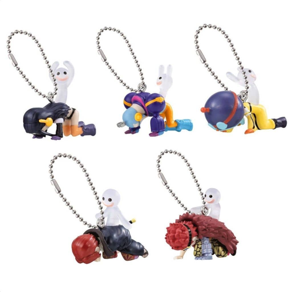 One Piece Negative Swing 3 Keychain Set - Full 5-Piece Set (Nico Robin, Franky, Brook, Shanks, Eustass Kid) - Bandai - Approx. 3.5 cm - Pre-owned