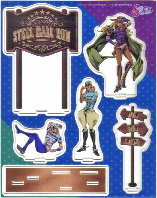 Johnny Joestar, Gyro Zeppeli & Diego Brando Acrylic Diorama - JoJo's Bizarre Adventure: Steel Ball Run Don Quijote Fair - Approx. 230 mm (Pre-owned)