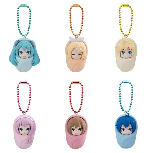 Hatsune Miku Babumiku! Swaddle Swing Keychain Full Set of 6 - Bandai - Approx. 4 cm (Pre-owned)