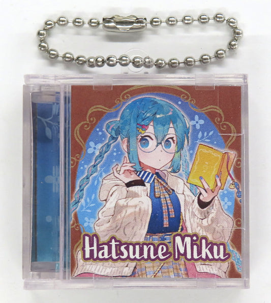 Hatsune Miku (Autumn Reading) CD-Style Acrylic Keychain - VOCALOID Lawson Collaboration - Approx. 4.5 cm (Pre-owned)