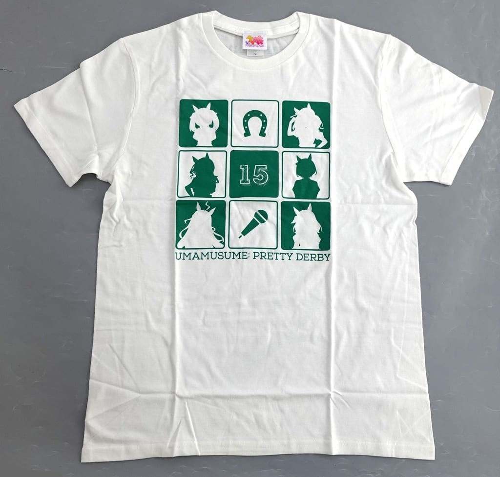 Group T‑Shirt (White, L) - Umamusume Pretty Derby "WINNING LIVE 15" Release Commemorative Event Merchandise (Bandai Namco Music Live) - Used