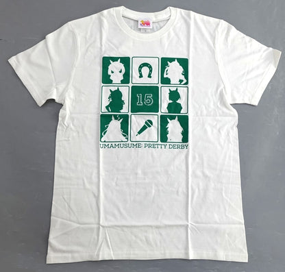Group T‑Shirt (White, L) - Umamusume Pretty Derby "WINNING LIVE 15" Release Commemorative Event Merchandise (Bandai Namco Music Live) - Used