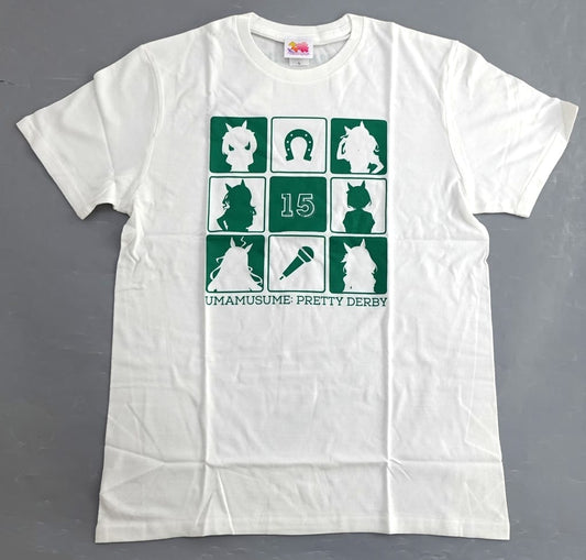 Group T‑Shirt (White, L) - Umamusume Pretty Derby "WINNING LIVE 15" Release Commemorative Event Merchandise (Bandai Namco Music Live) - Used