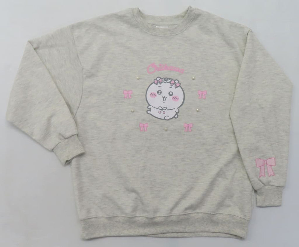Chiikawa Ribbon Series Pearl-Accent Sweatshirt Gray Women's L