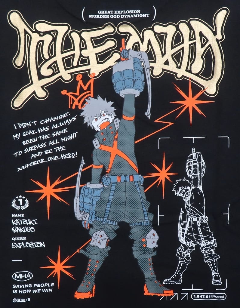 Katsuki Bakugo No.1 T-Shirt Black Free Size My Hero Academia