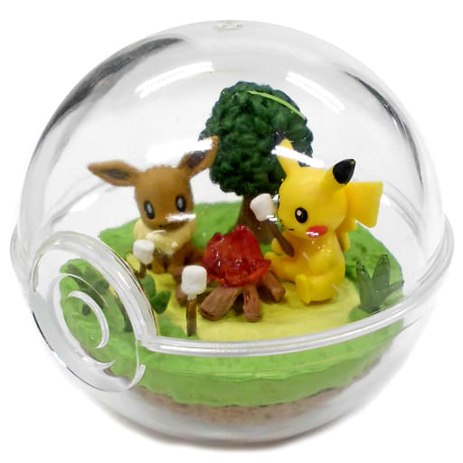 Pikachu & Eevee Terrarium-Style Figure 'Together with Pikachu!' Pokémon Center Exclusive - Diameter 77mm (Pre-owned)