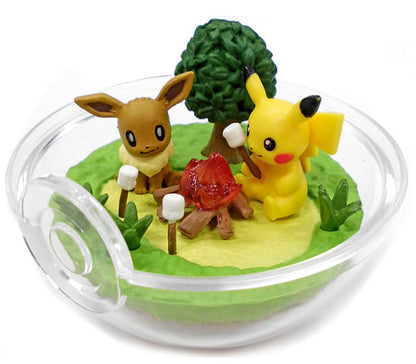 Pikachu & Eevee Terrarium-Style Figure 'Together with Pikachu!' Pokémon Center Exclusive - Diameter 77mm (Pre-owned)