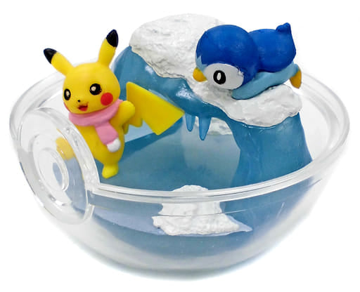 Pikachu & Piplup Terrarium-Style Figure "Together with Pikachu!" Pokémon Center Exclusive - 77mm Sphere (Used, Japan)