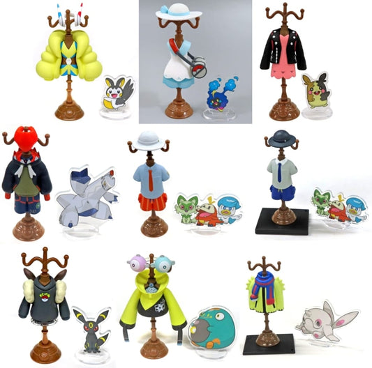Pokémon Miniature Torso Figure Set — 9-Piece Pokémon Center Exclusive with Acrylic Stands (Trainer Costume Series) (Used)